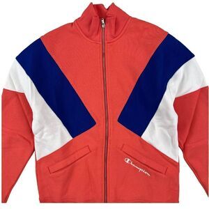 NWT Champion Men US S  Coral Red Track Jacket Reverse Weave Zip Colorblock